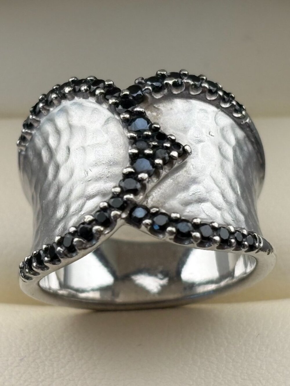 Gabriel & Co. Sterling Silver Black Spinel "Byblos" Ring Sz. 6.5 Serial #S513458